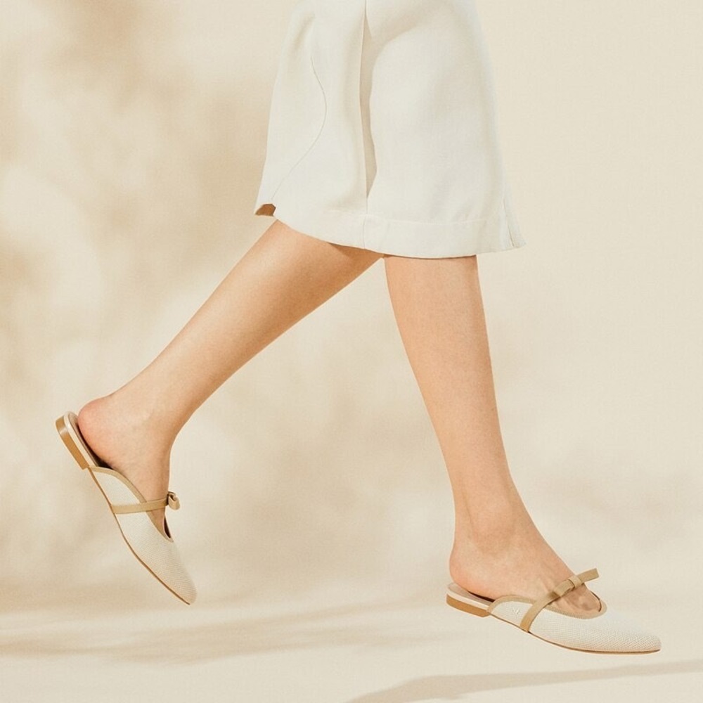 VIVAIA Pointed-Toe Mules Slip-On Slides, Neutral Color, EU/41 US/9.5